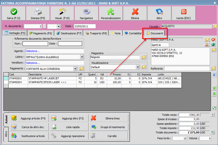 Allegare un file PDF ad una fattura fornitore Ready Pro Manuale utente