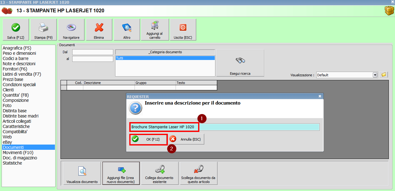 Allegare una brochure od un manuale ad una scheda articolo Ready Pro