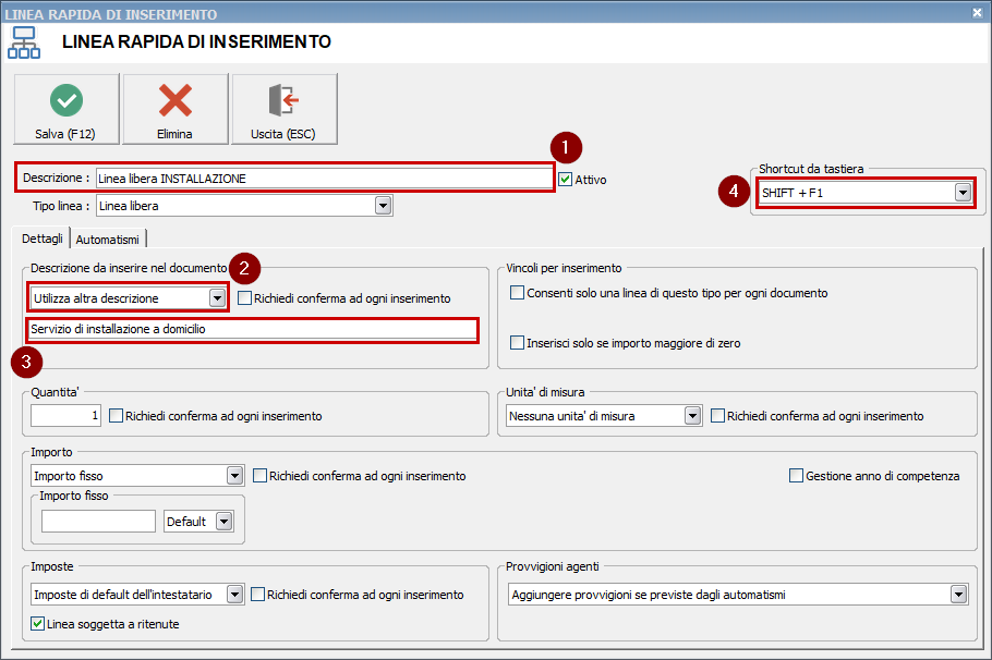 Linea Libera Creare una linea libera per un servizio - Ready Pro - Manuale utente