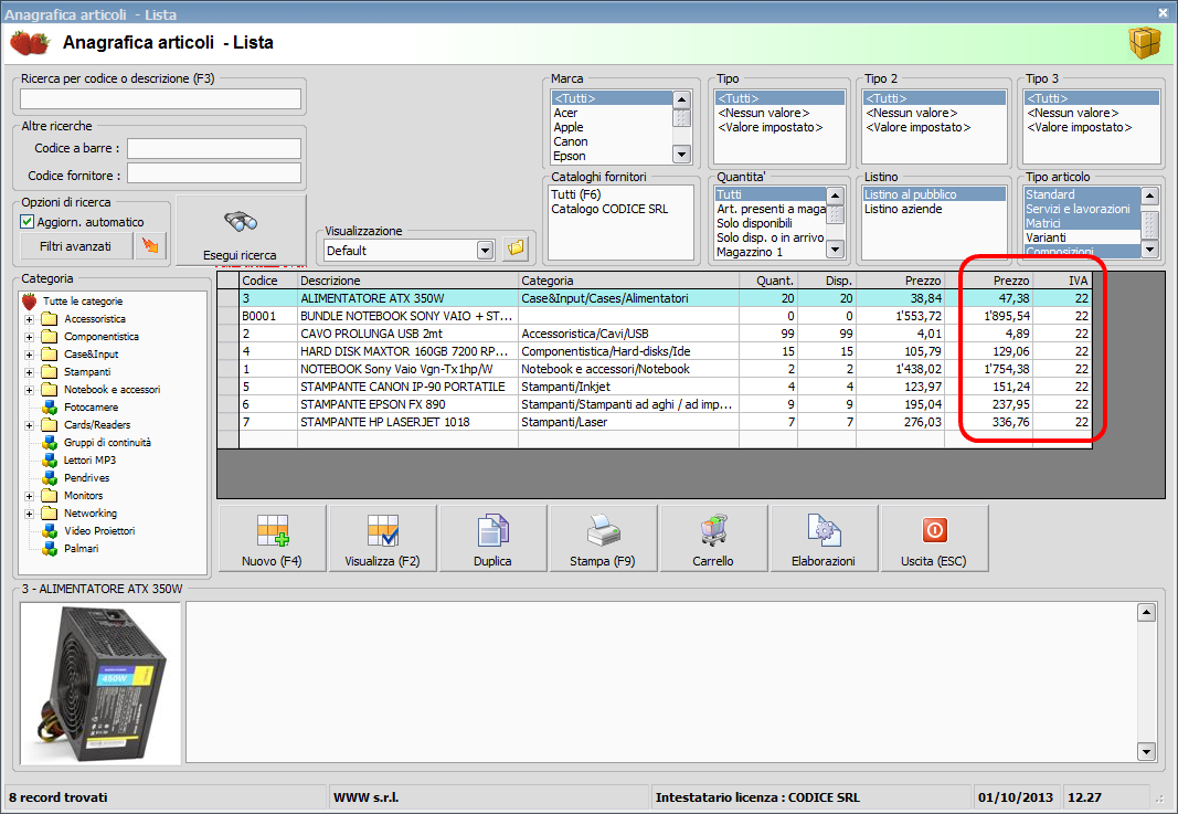 Decremento percentuale dei prezzi di vendita Ready Pro Manuale utente