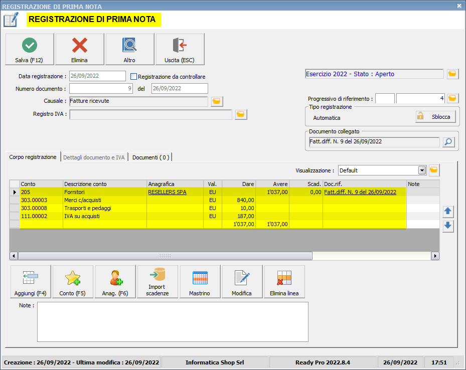 Contabilizzazione automatica dei documenti - Ready Pro - Manuale utente