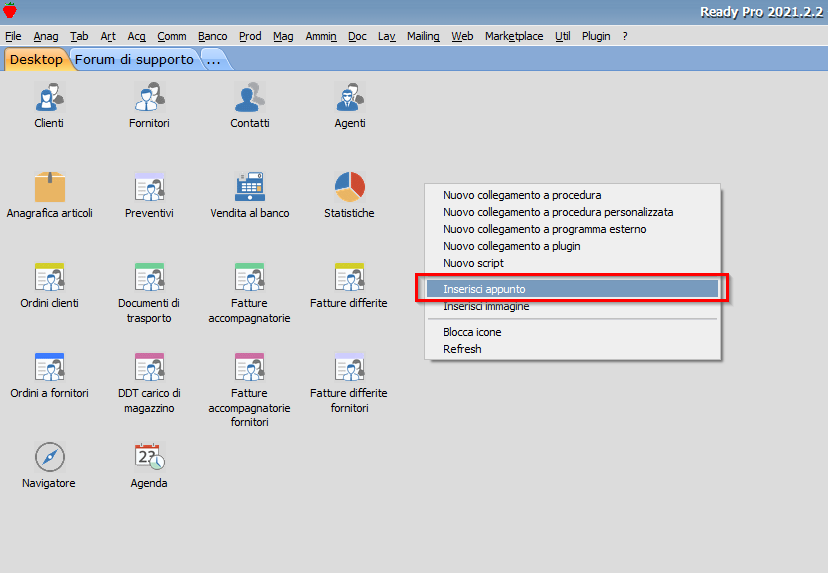 Creazione di appunti sul desktop - Ready Pro - Manuale utente