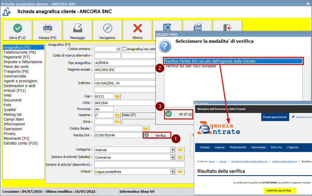 Dati anagrafici (Anagrafica) - Ready Pro - Manuale utente