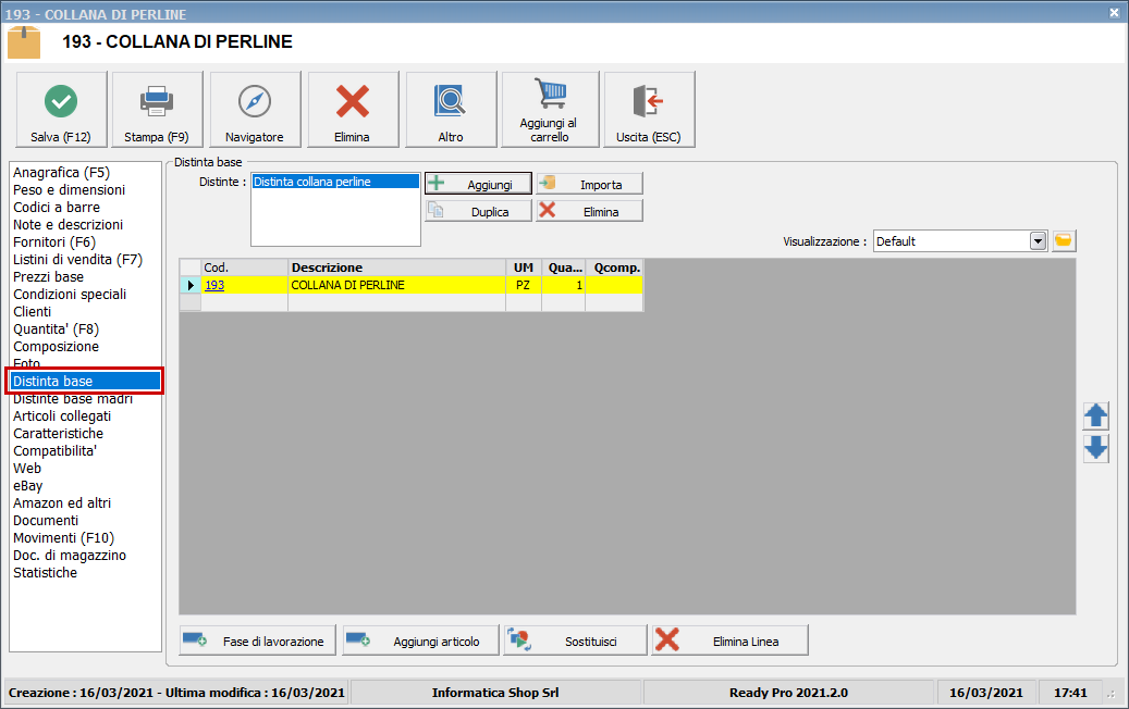 Distinta base Ready Pro Manuale utente