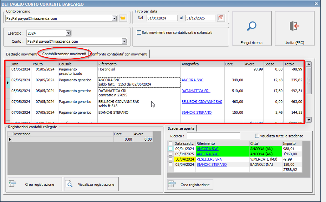 Esempi di contabilizzazione dei movimenti - Ready Pro - Manuale utente