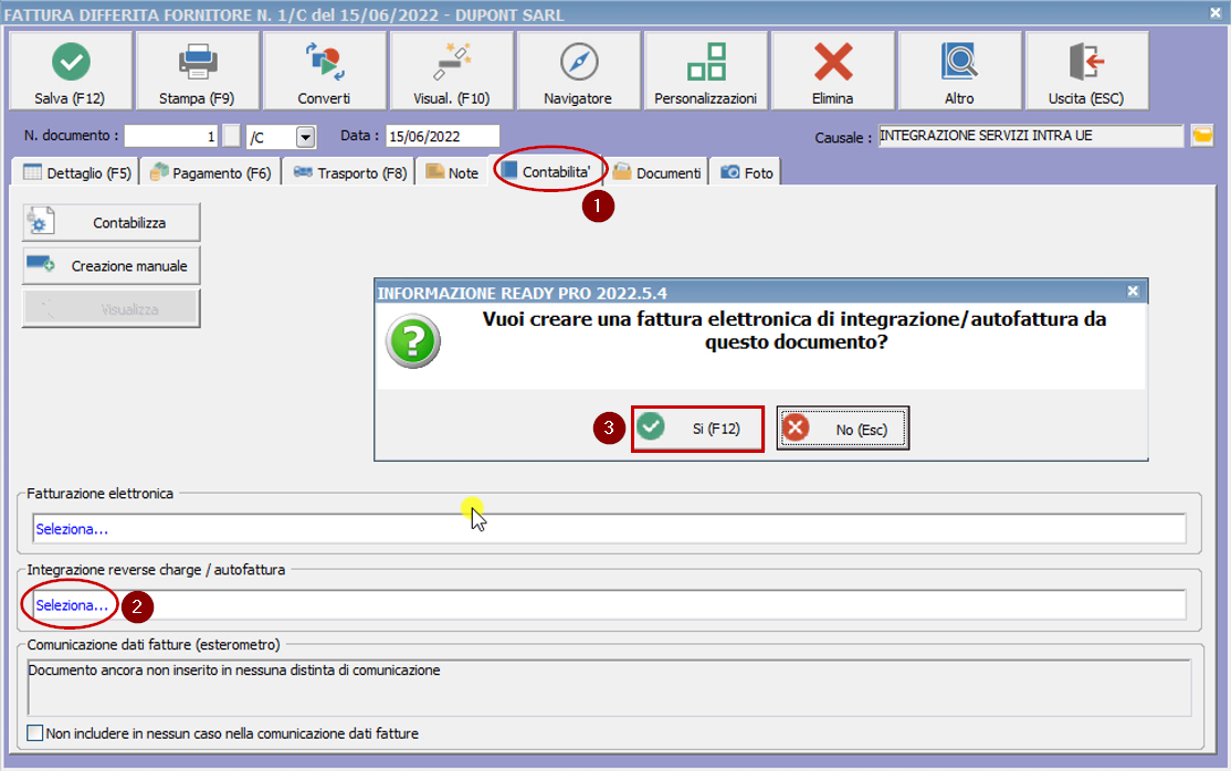 Esempio di creazione integrazione reverse charge elettronica Ready