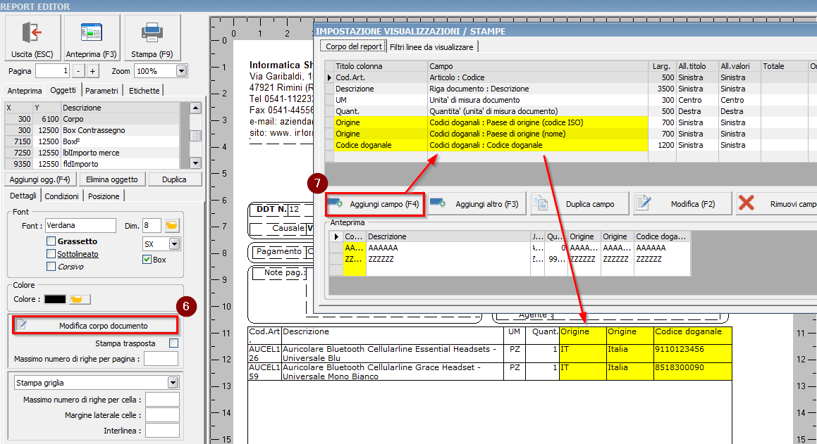 Codci Gestire i codici doganali sui documenti - Ready Pro - Manuale utente