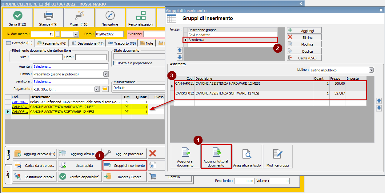 Gruppi di inserimento - Ready Pro - Manuale utente